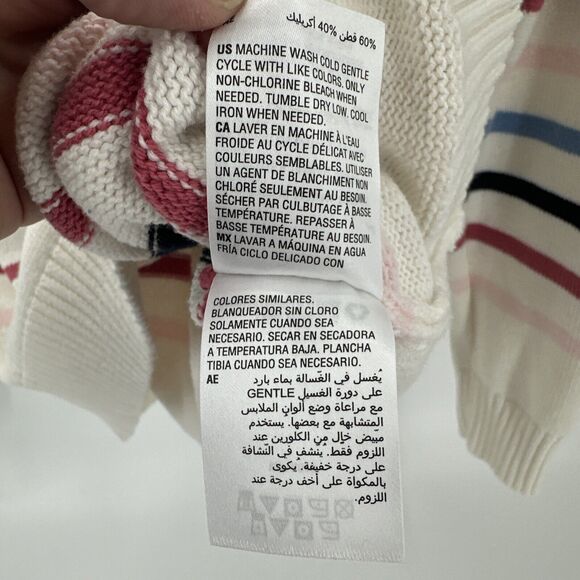 Style & Co Sweater Womens Large White Pink Striped Knit Pullover Long Sleeves - Picture 7 of 7